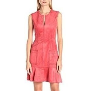 BCBG MAXAZRIA Gilli Vegan Suede Dress, Pomegranat, 2, NWT